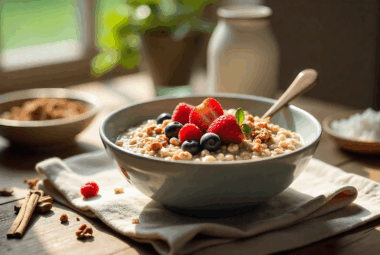 Keto-Friendly Oatmeal Breakfast with Berries and Nuts